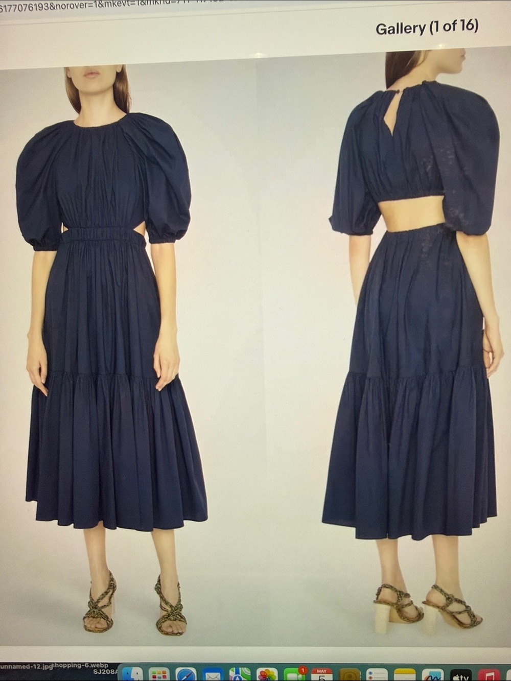 NWOT Ulla Johnson Navy Puff-Sleeve Tiered Midi cut out Dress